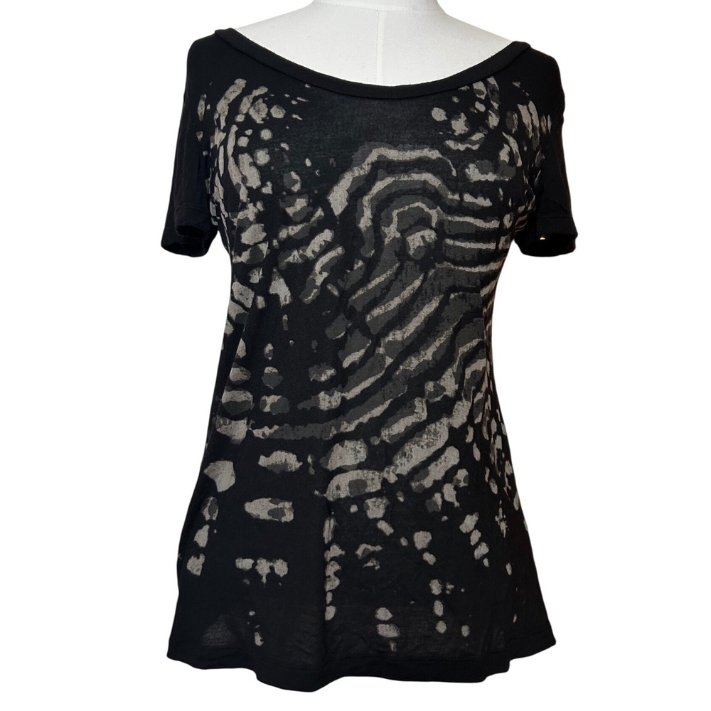 Banana Republic Black Abstract Animal Print Modal Soft Short Sleeve Top Size S - Picture 1 of 7